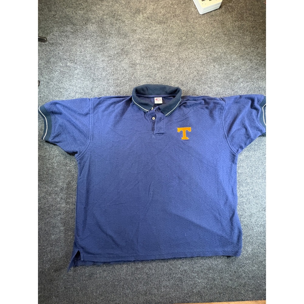 True Fan Mens Tennessee Volunteers Polo Shirt Navy Blue Orange Logo XL 2988